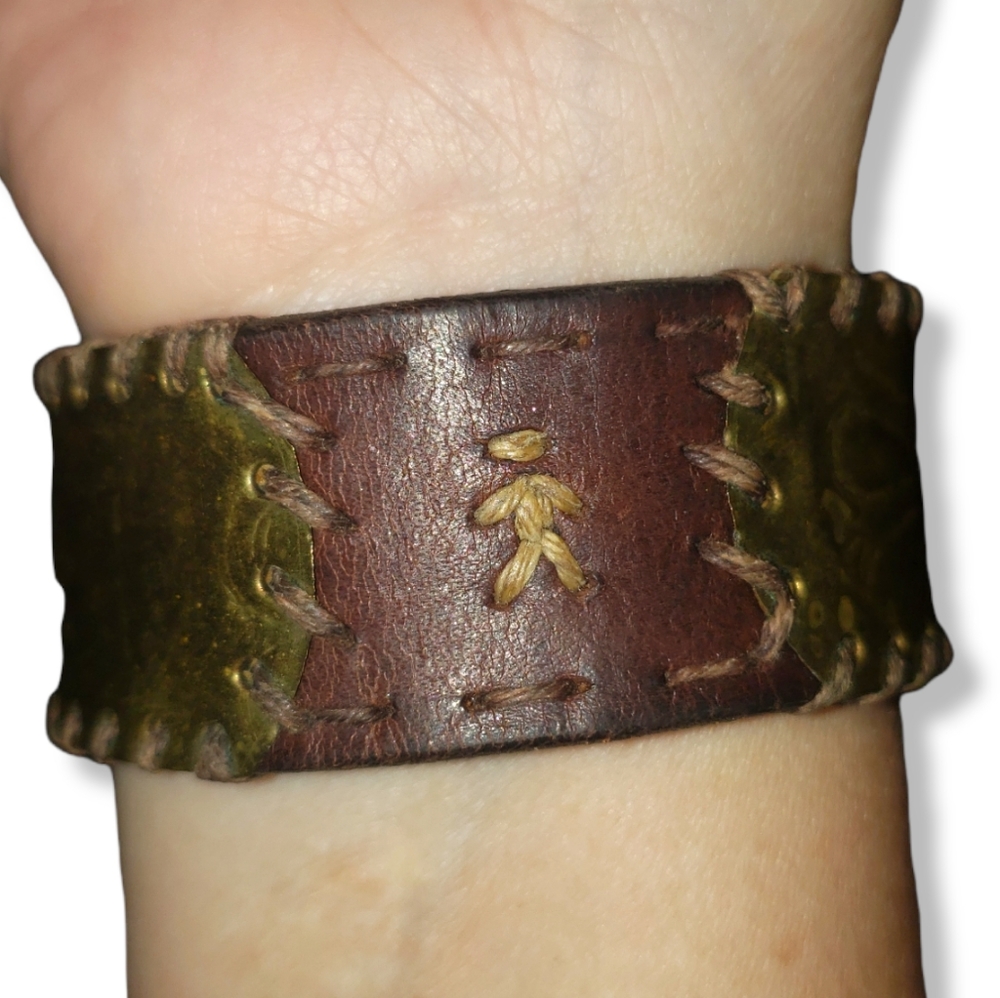 Henry Beguelin Leather Bracelet with Brass Accents